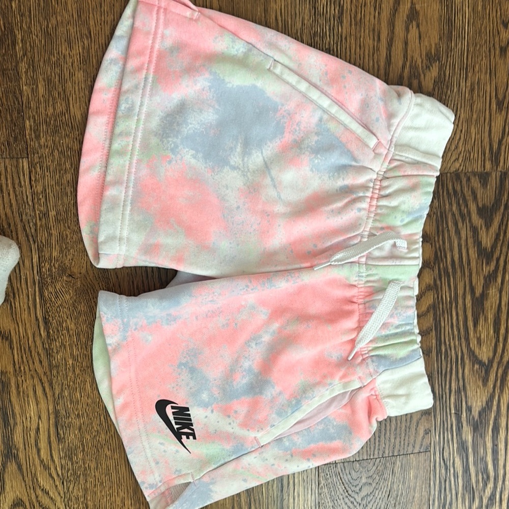 Nike Pink and Gray Tie-Dye Athletic Shorts